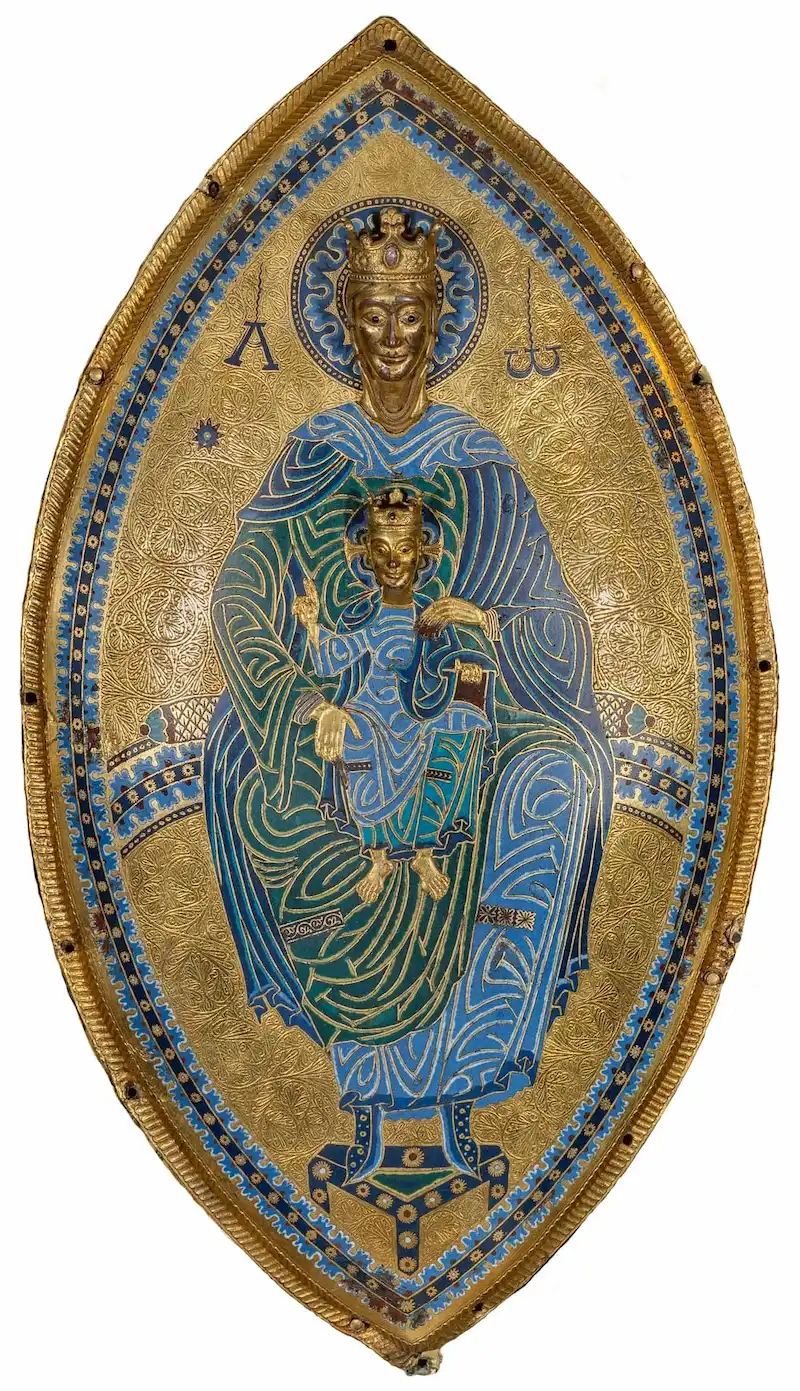 Imagen central del retablo: la virgen María con el niño Jesús